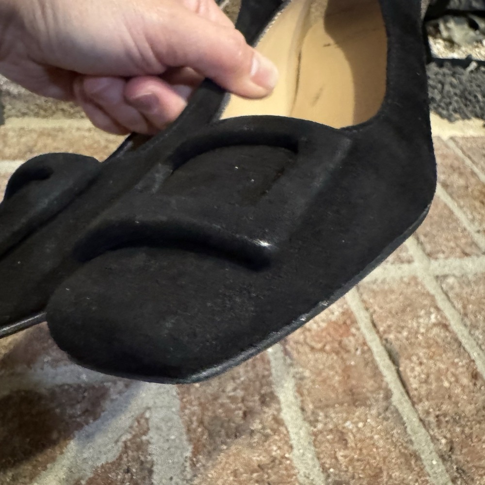 Ann Mashburn Buckle Heel Black Suede Block Made in Italy 36 US 5.5 #242 - Picture 14 of 16